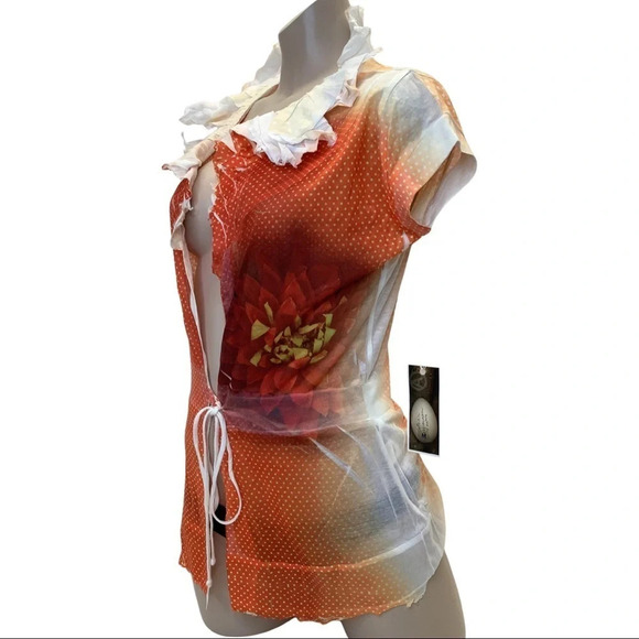 Alchemic Ruffle Trim Size Medium Front Tie Open Top. New with Tags. Made in USA - Picture 2 of 5